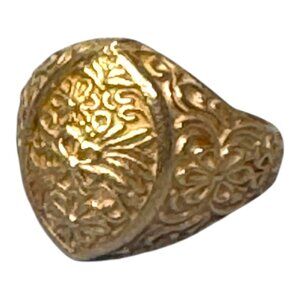 Ornate Gold Vermeil Sterling Floral Silver Signet Ring Vintage Mens Statement 8